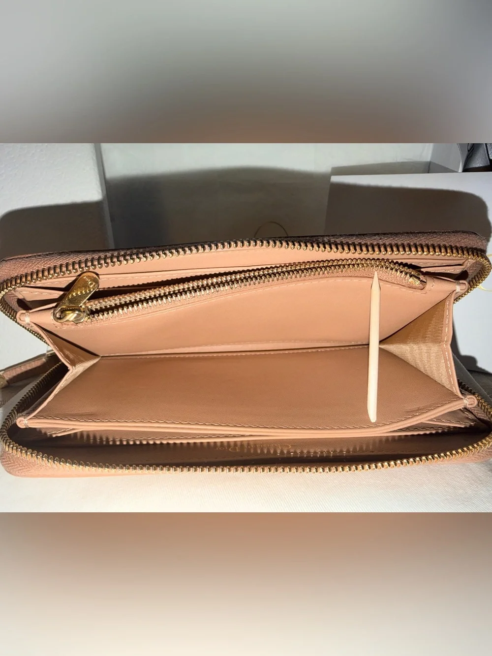 Dior Zip-Around Leather Wallet in Blush Pink